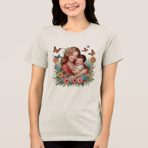 botanical lettering, line art, minimalist design, Tri-Blend shirt