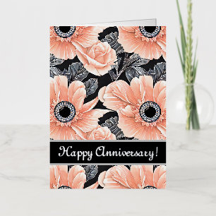 Botanical Light Peach Floral Foil Holiday Card
