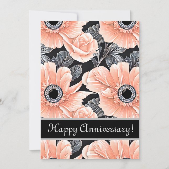 Botanical Light Peach Floral Holiday Card (Front)