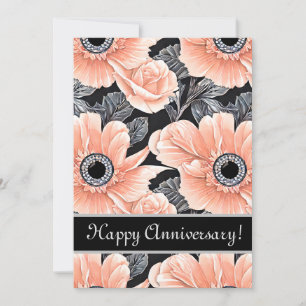 Botanical Light Peach Floral Holiday Card