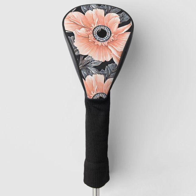 Botanical Light Peach Floral Pattern  Golf Head Cover (Front)
