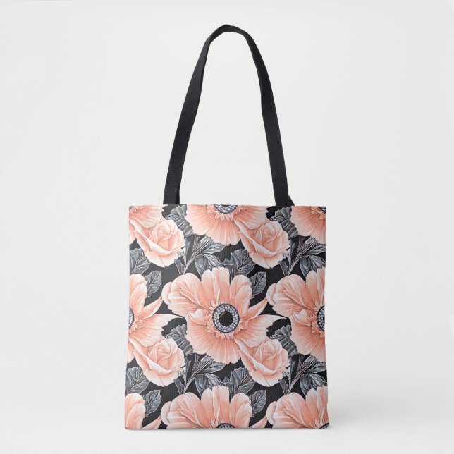 Botanical Light Peach Floral Pattern  Tote Bag (Front)