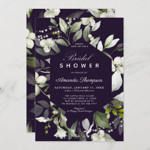 Botanical Lights   Purple Bridal Shower Invitation