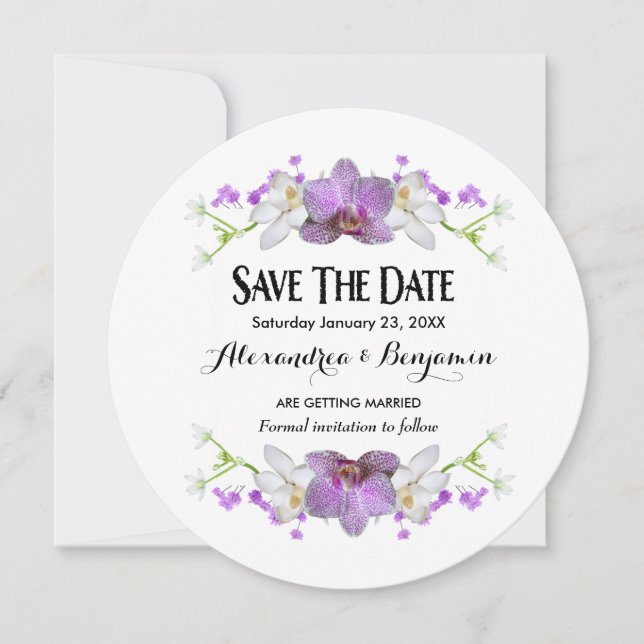 Botanical Lilac Flowers Watercolor Save The Date (Front)