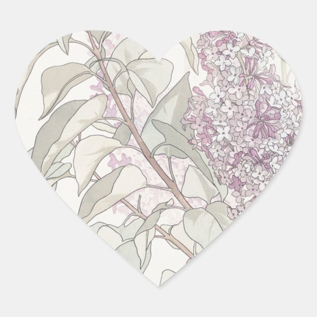 Botanical Lilac Heart Sticker (Front)