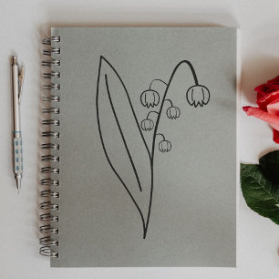 Botanical Lily of the Valley Line Art Flower Rubber Stamp