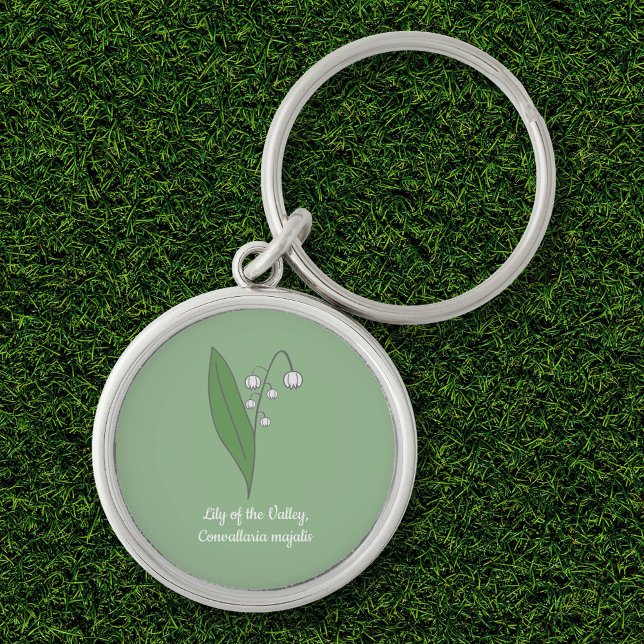 Botanical Lily of the Valley Pastel Flower  Key Ring (Botanical Lily of the Valley Flower Keychain)