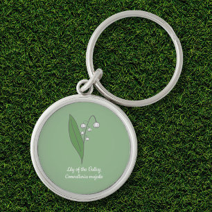 Botanical Lily of the Valley Pastel Flower Key Ring