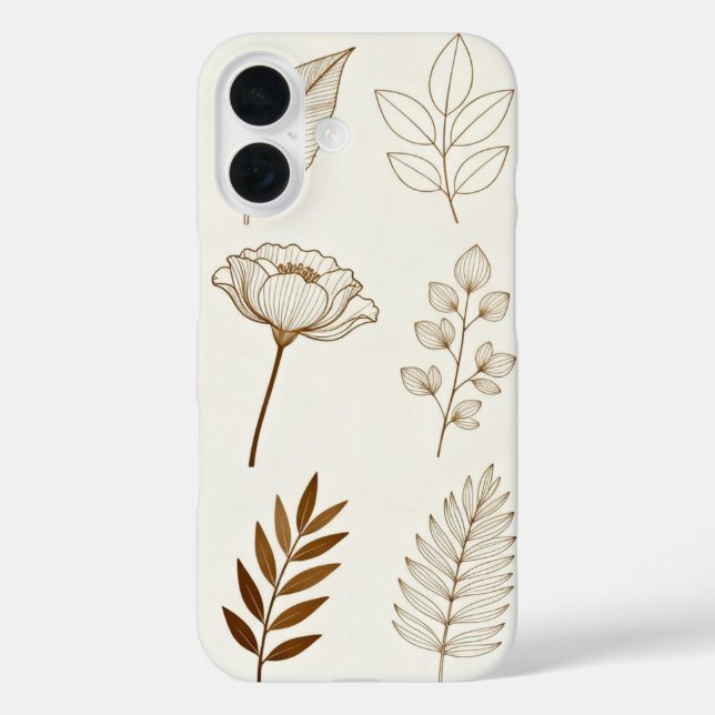 Botanical Line Art Phone Case – Minimalist Floral  (Back)