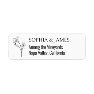 Botanical Line Art Wedding Return Address Label