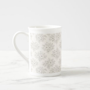 Botanical Line Bouquet Pattern Bone China Mug