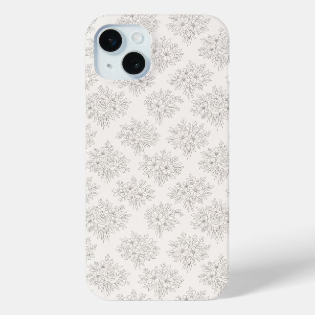Botanical Line Bouquet Pattern Case-Mate iPhone Case (Back)