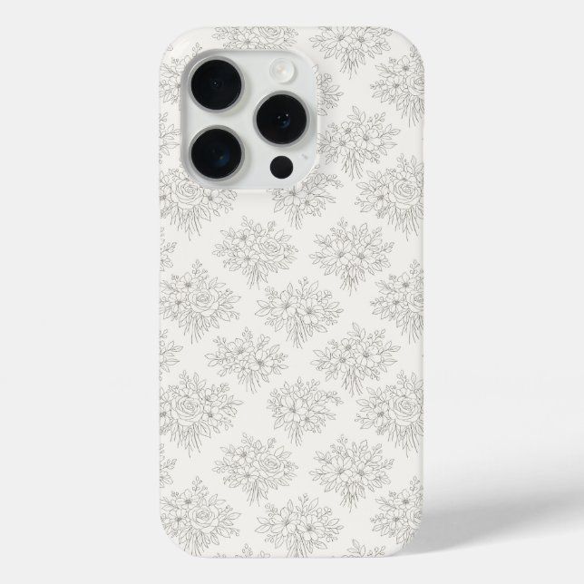 Botanical Line Bouquet Pattern Case-Mate iPhone Case (Back)