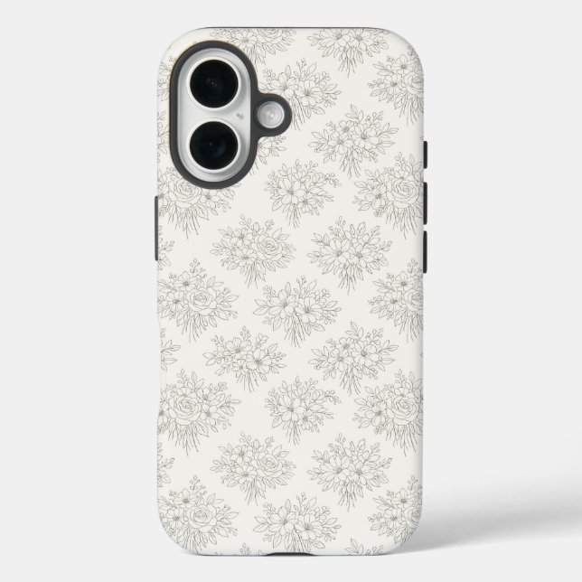 Botanical Line Bouquet Pattern Case-Mate iPhone Case (Back)