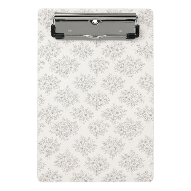 Botanical Line Bouquet Pattern Mini Clipboard (Front)