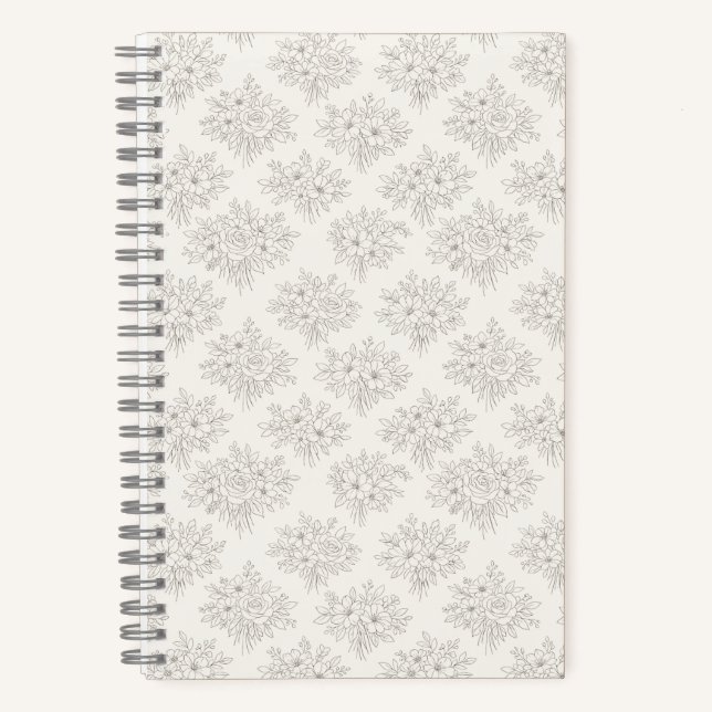 Botanical Line Bouquet Pattern Notebook (Front)