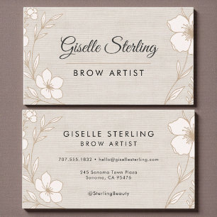 Botanical Linen Floral Brow Artist Beauty Business Card