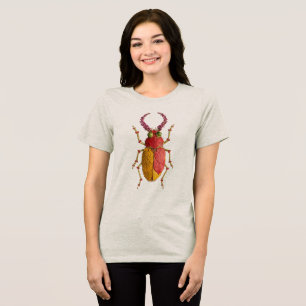 Botanical Longhorn Beetle Leaf Collage Tri-Blend Shirt
