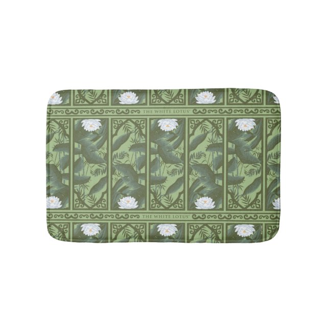 Botanical Lotus Panel Pattern - The White Lotus Bath Mat (Front)