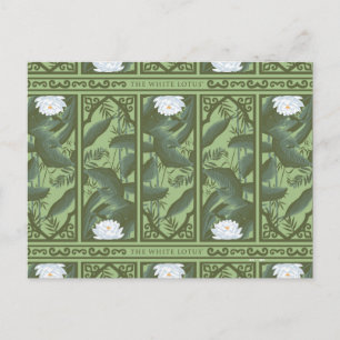 Botanical Lotus Panel Pattern - The White Lotus Postcard