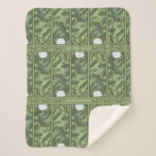 Botanical Lotus Panel Pattern - The White Lotus Sherpa Blanket