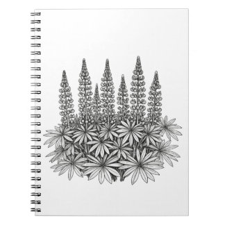 Botanical Lupine Flower Spiral Notebook