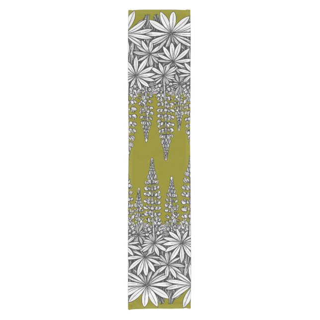 Botanical Lupine Mustard Yellow Table Runner (Front)
