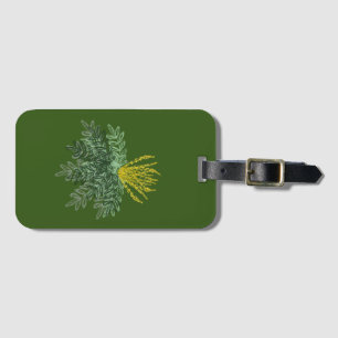 Botanical Mahonia Shrub Hand Drawn Green Luggage Tag