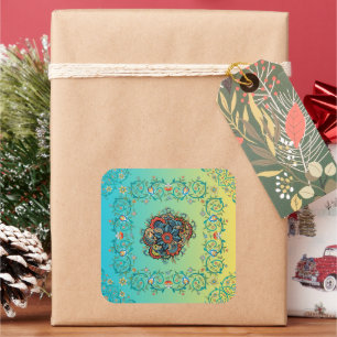 Botanical Mehndi Harmony Square Sticker
