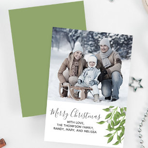 Botanical Merry Christmas One Photo Holiday Card