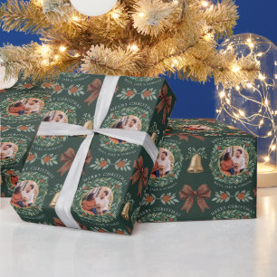 Botanical Merry Christmas Photo Wrapping Paper
