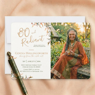Botanical Milestone 80th Birthday Photo Tribute Invitation