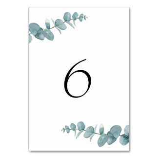 Botanical Minimalist Eucalyptus Table Number