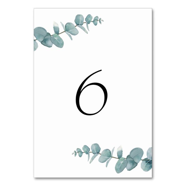 Botanical Minimalist Eucalyptus Table Number (Front)