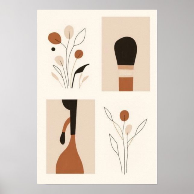 Botanical Minimalist Wall Art Set | Abstract Flora (Front)