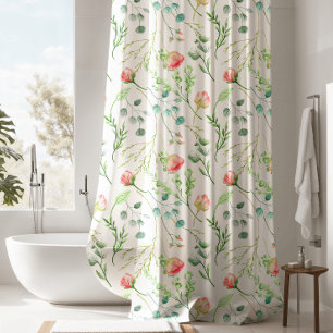 Botanical Mint Green Floral Shower Curtain