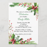 Botanical Mistletoe Baby Dedication Invitation