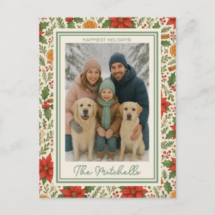 Botanical Mistletoe Classic Floral Art Pattern Holiday Postcard