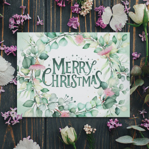 Botanical Modern Eucalyptus Greenery Christmas  Invitation