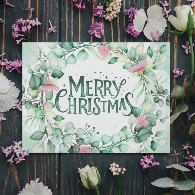 Botanical Modern Eucalyptus Greenery Christmas  Invitation (Creator Uploaded)