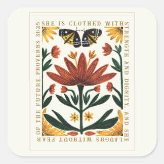 Botanical Modern Proverbs 31  Square Sticker