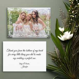 botanical modern script photo bridesmaid thank you card
