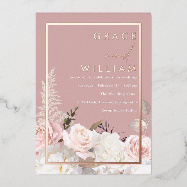 Botanical Modern Wedding Rose Gold (Front)