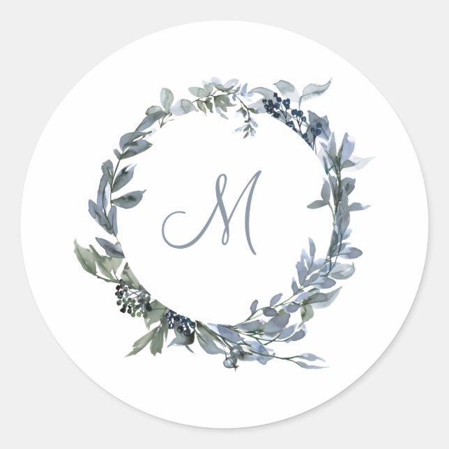 Botanical Monogram Classic Round Sticker (Front)