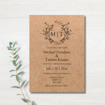 botanical monogram classic script kraft wedding