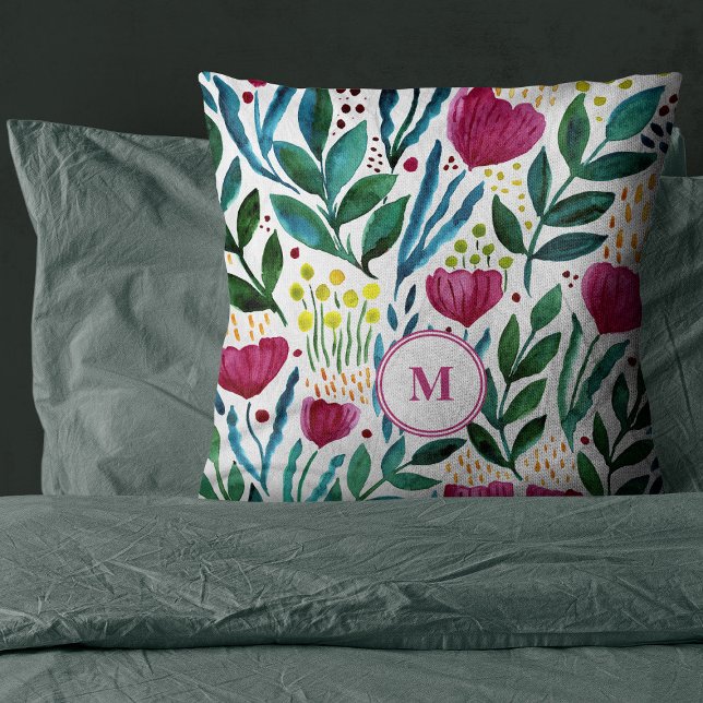 Botanical Monogram floral illustration  Cushion (Creator Uploaded)