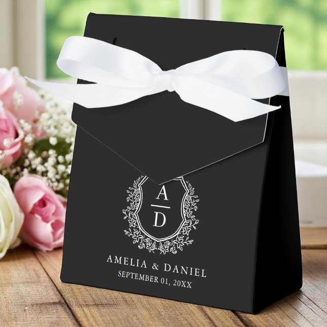 Botanical Monogram Wedding Crest Modern Favour Box (Creator Uploaded)