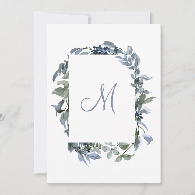 Botanical Monogram Wedding Details Invitation (Front)
