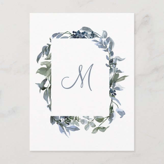 Botanical Monogram Wedding Invite Postcard (Front)