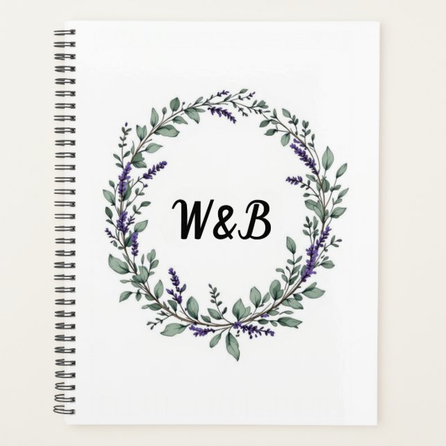Botanical Monogram Wreath Notebook Planner (Front)